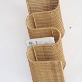 rattan wave wall-mounted magazine holder