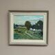 Swedish Oil on Canvas – “Farms with Grazing Cows” by Hjalmar Lindblom