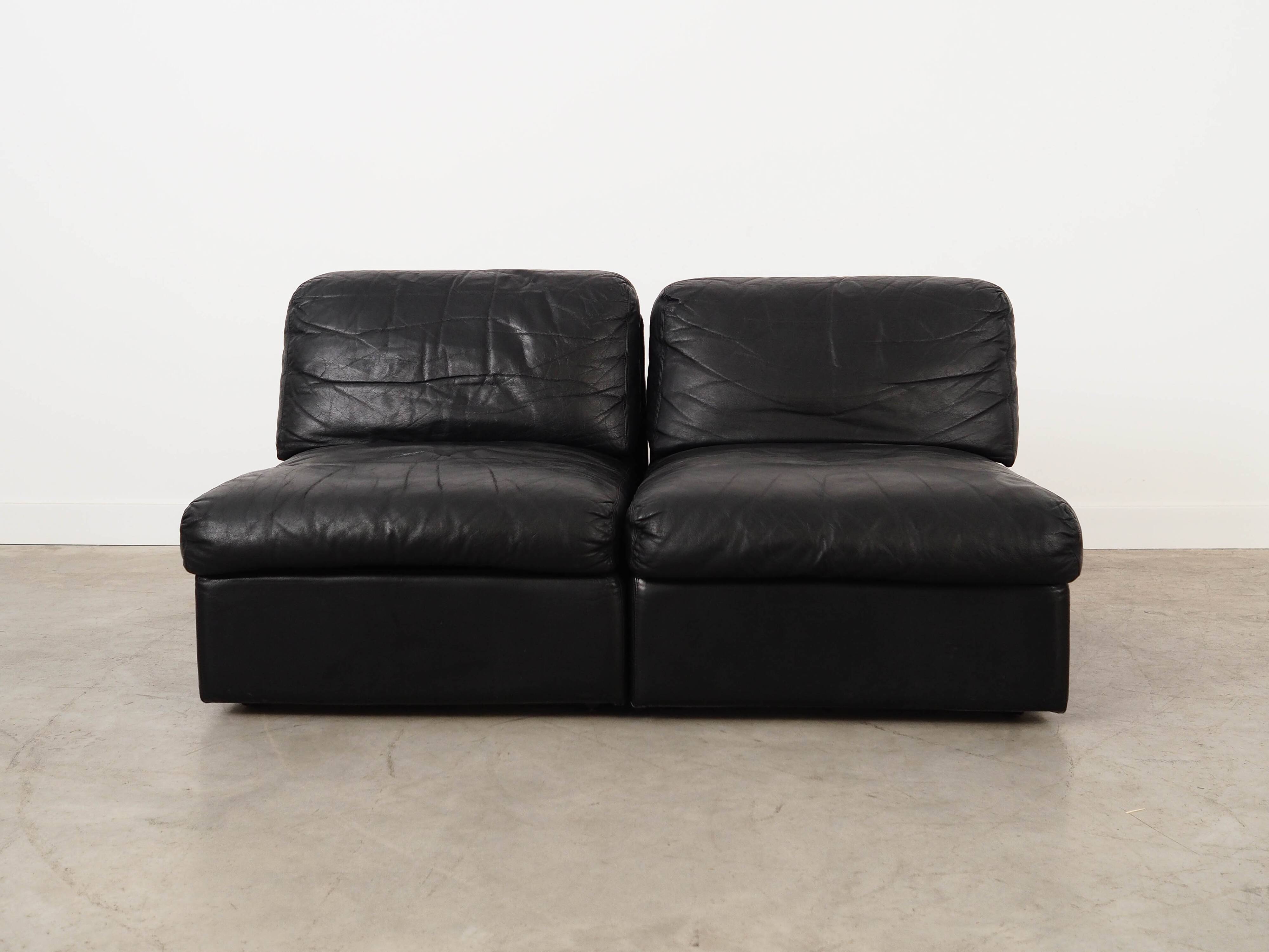 Modular leather sofa, Italian design, 1970s, made in Italy