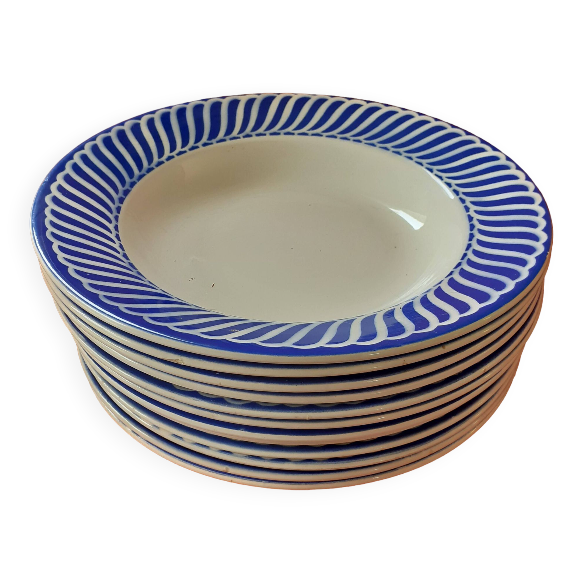 12 hollow plates sarreguemines digouin. jacquot model.