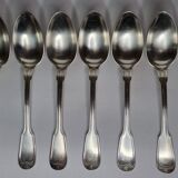 Set of 12 cutlery, tablespoons and fork, hallmark "white metal", 21 cm