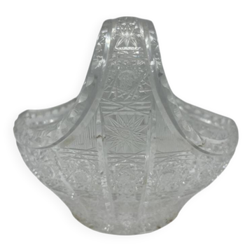 Panier en cristal de Bohême taillé – XXe siècle