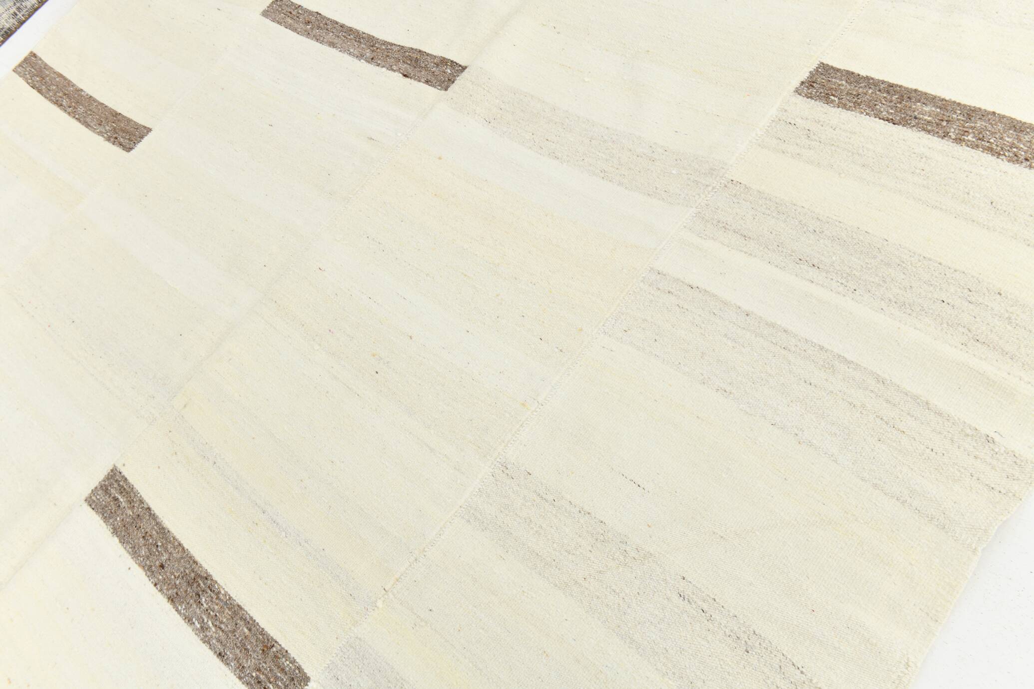 Cream & Brown Large Kilim Rug, 255x313Cm