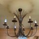 Grand lustre gerbe de ble en fer forge 8 feux