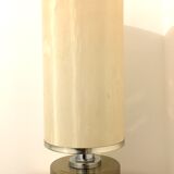 Vintage table lamp smoked glass and stainless 19x stainless steel