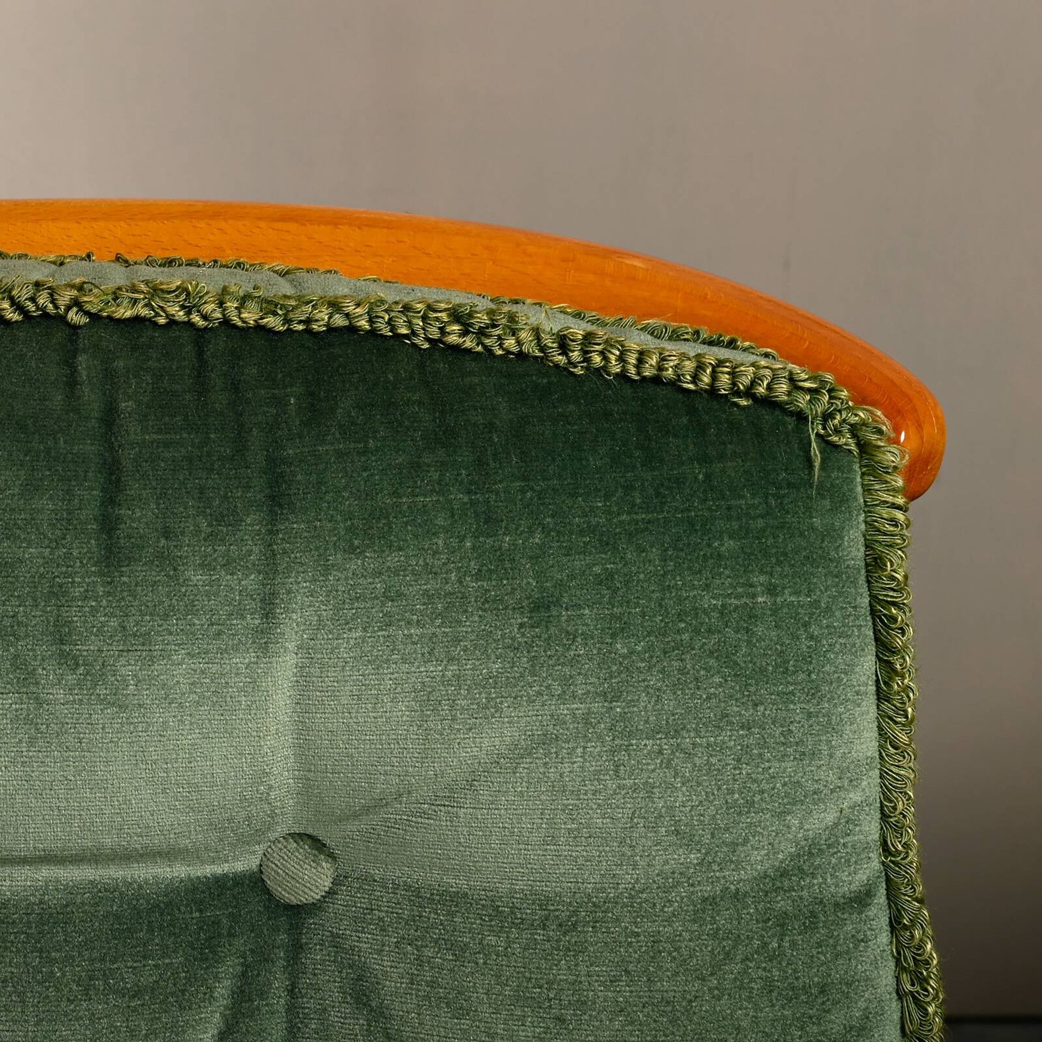Kerstin Hörlin-Homquist Skrindan Armchairs in Beech and Green Velvet, Swede