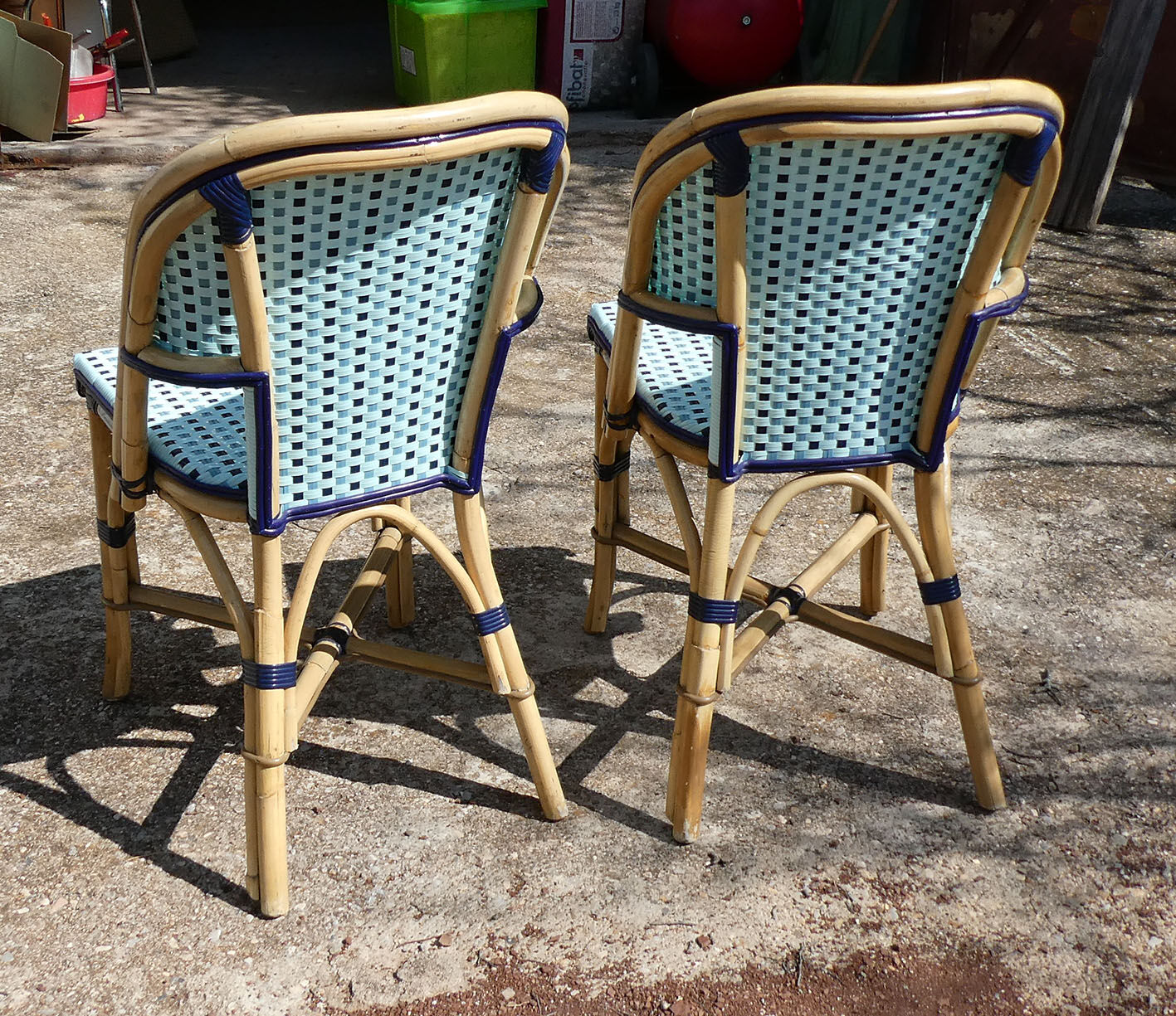 Pair of chairs bistro paris terrace in rattan and caning