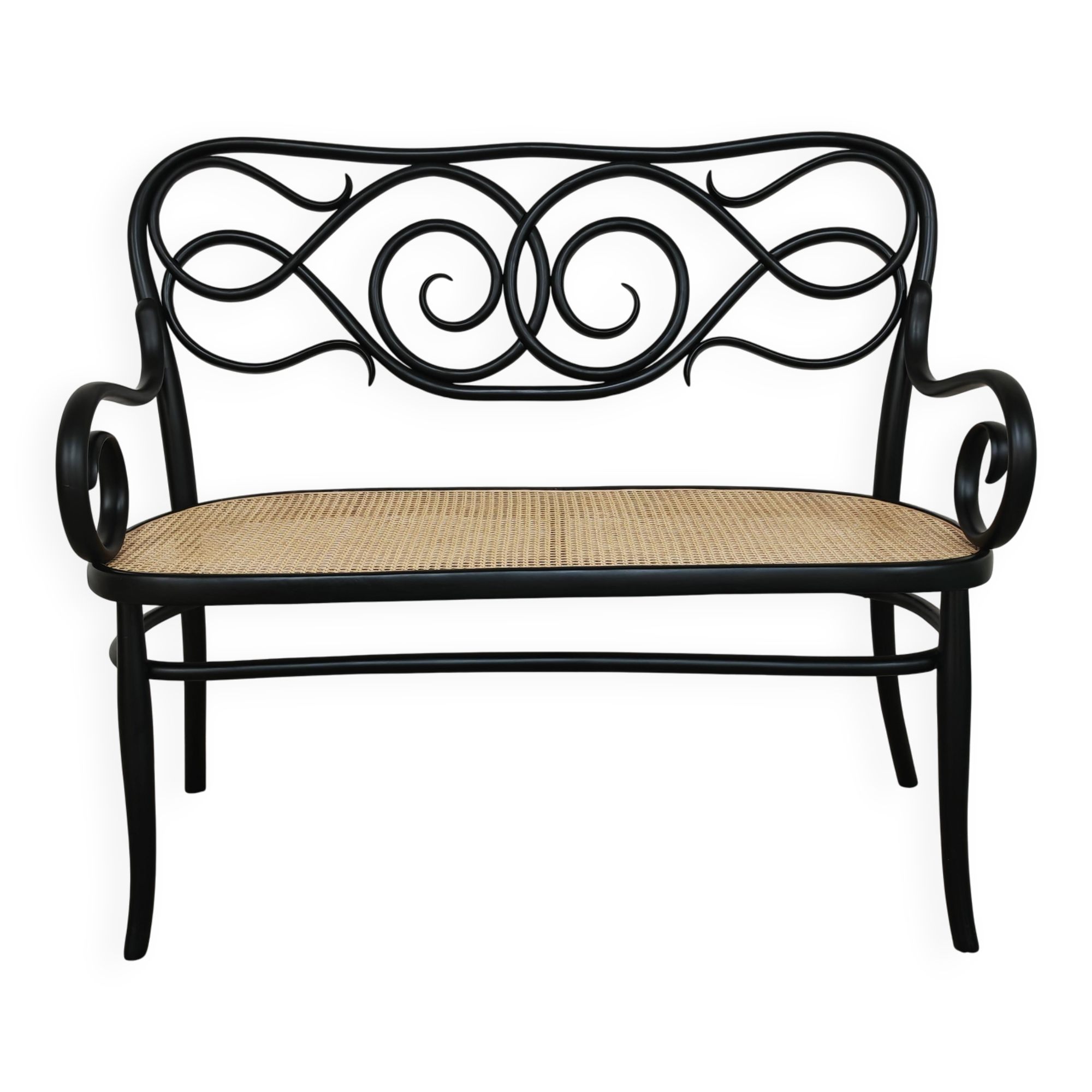 Settee No. 2 Art Nouveau bentwood and caning Thonet Brothers 1870s
