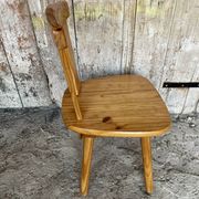 Vintage Brutalist Wooden Bistro Chair #E036
