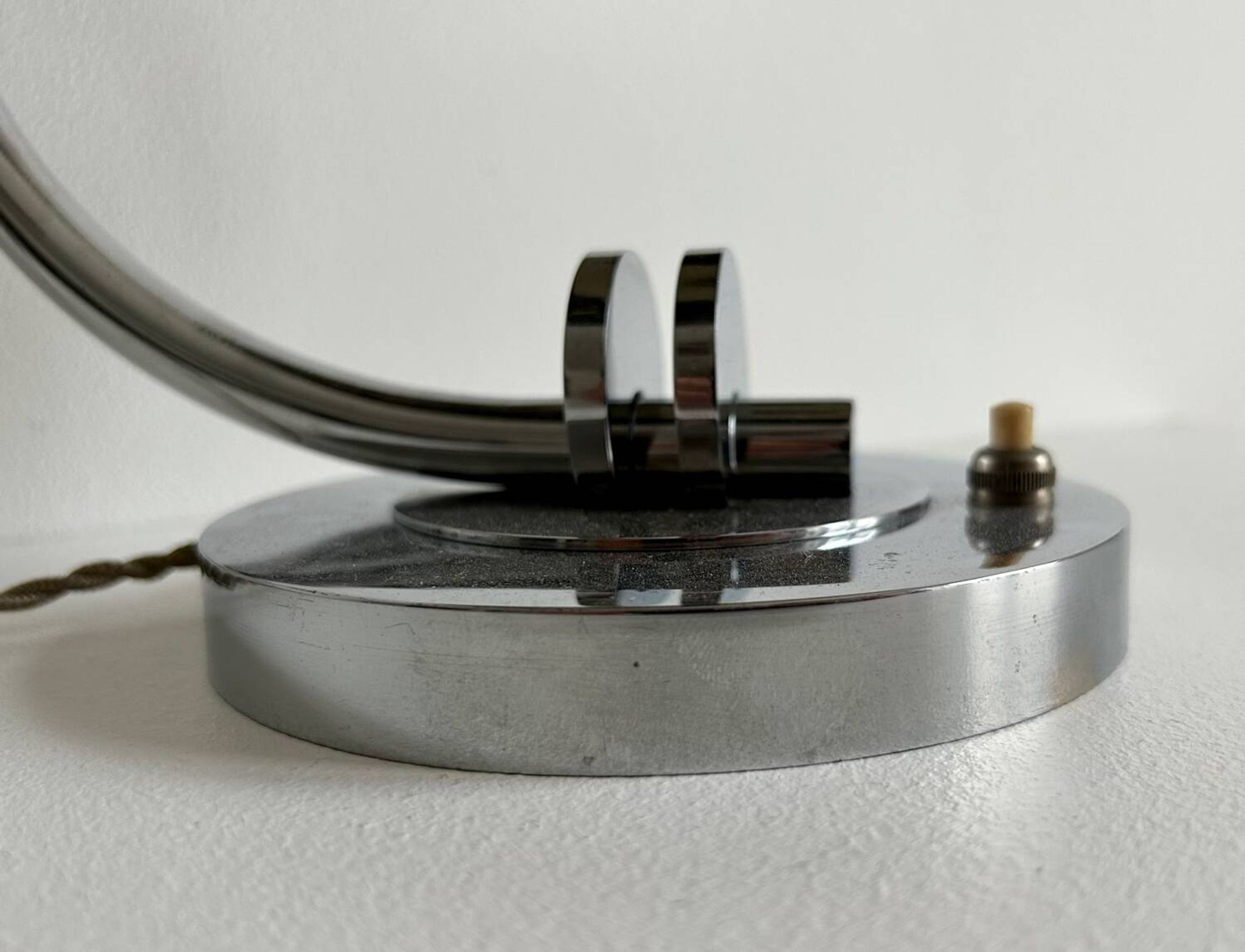 Vintage table lamp, modernist chrome metal, France 1930