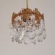 Small brass brutalist chandelier with crystal stamps