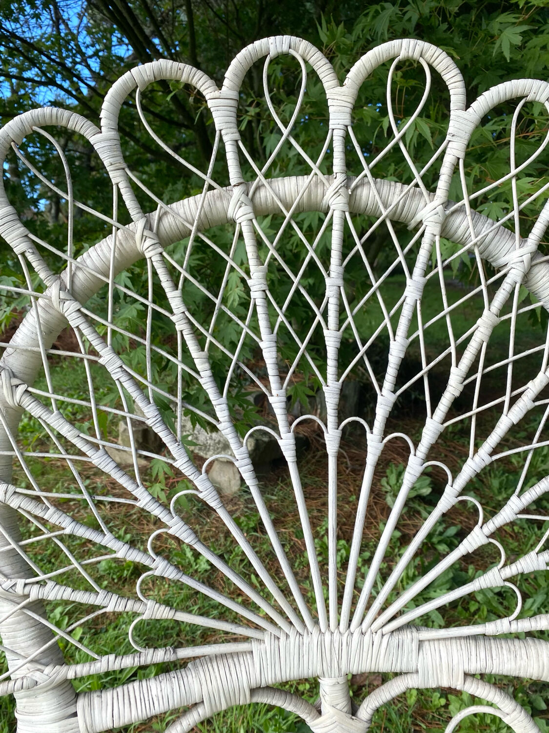 1960s peacock rattan armchair