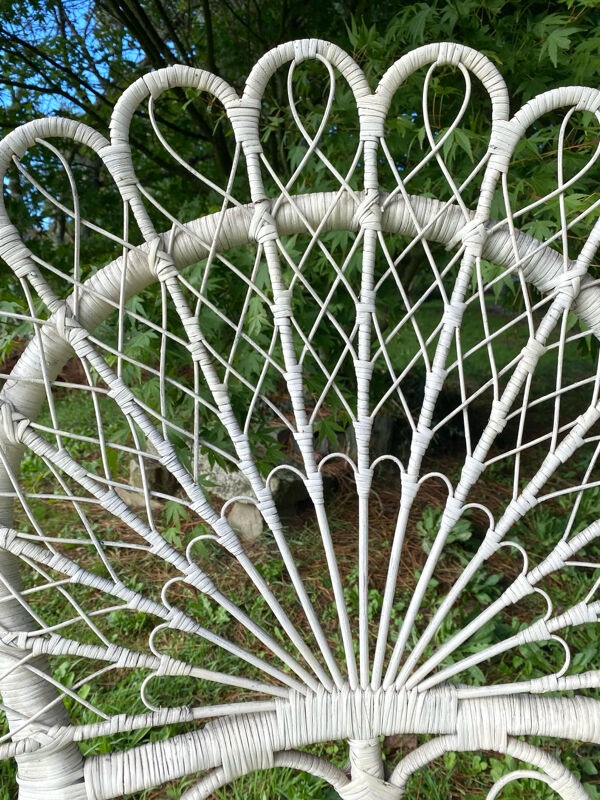 Fauteuil rotin peacock années 60