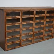 Vintage Dutch oak haberdashery shop cabinet, 1930s