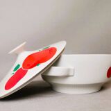 German Red Apple Print Porcelain Soup from Colditz GDR