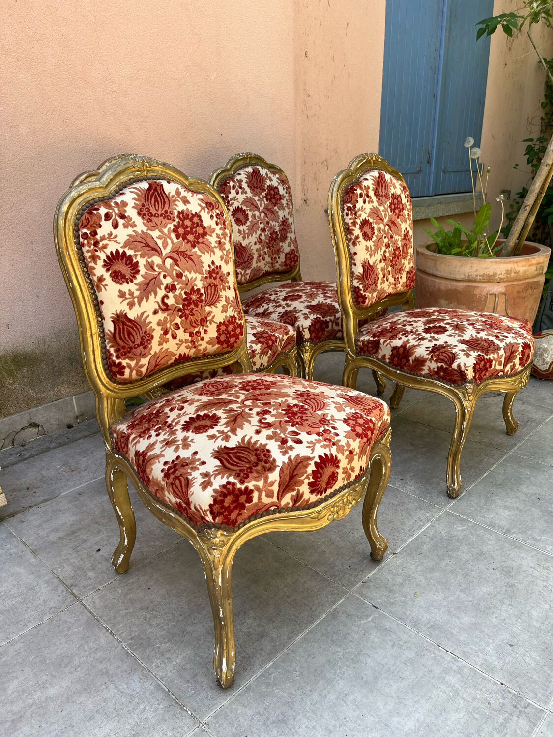 Ensemble de 4 chaises louis xv
