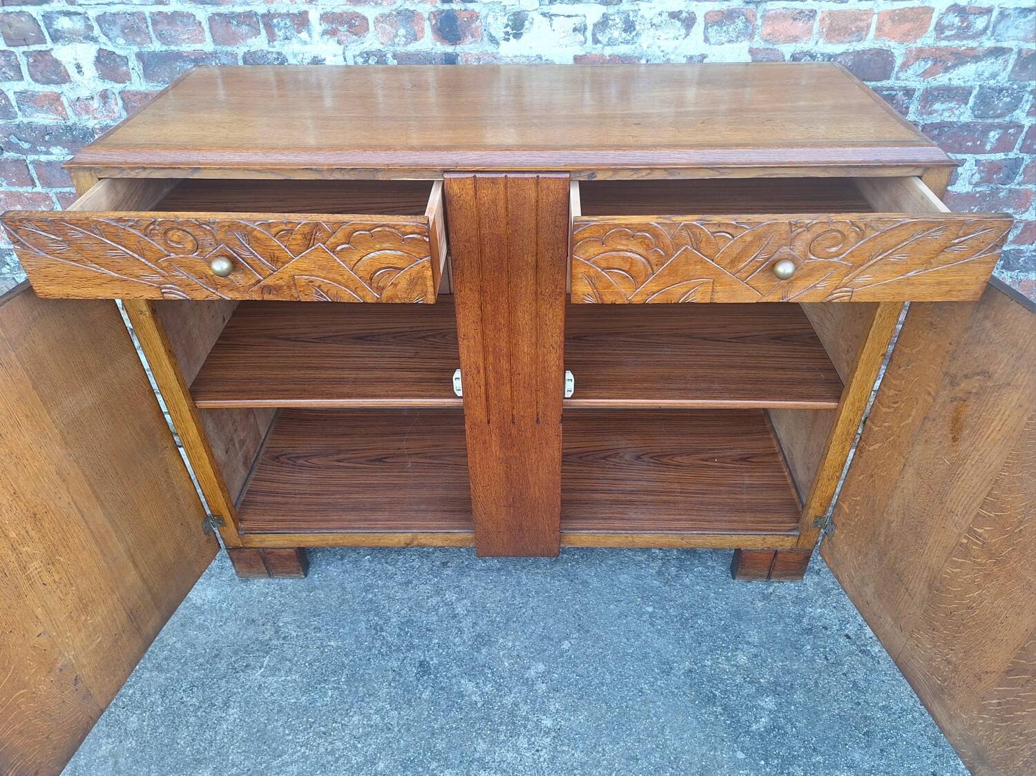 Art Deco buffet wooden tray, antique china cabinet