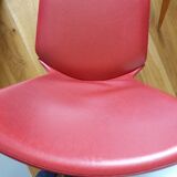 Baumann skai red imitation leather chairs from the 1950s