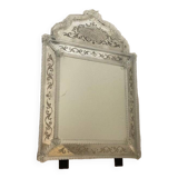 Contemporary venetian squared floreal hand-carving mirror in murano glass