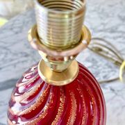 Lampe de table verre murano couleur Rubis Rigadin ,Italie 1950