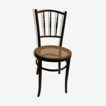 Chaise bistrot bois  Fischel des années 50 assise cannelée