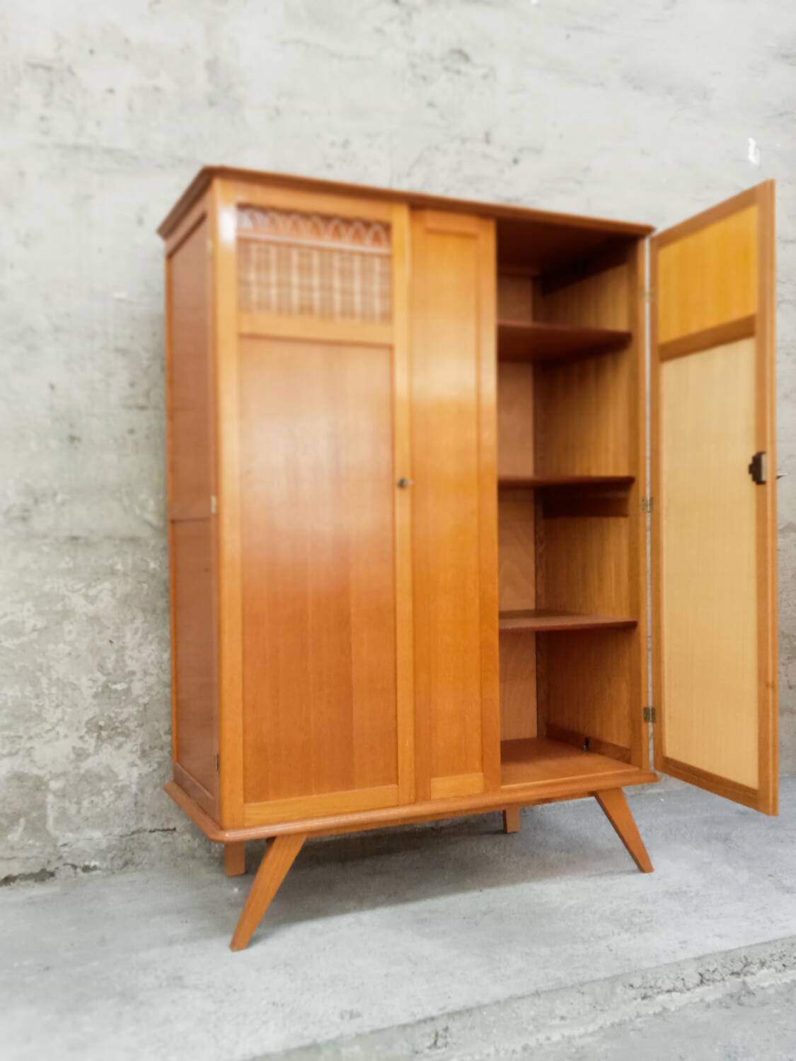 Wood & rattan cabinet
