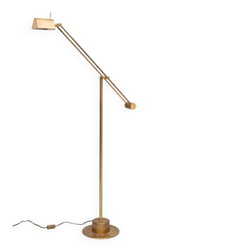 Lampe de sol à contrepoids en laiton Hillebrand des années 1980, Allemagne