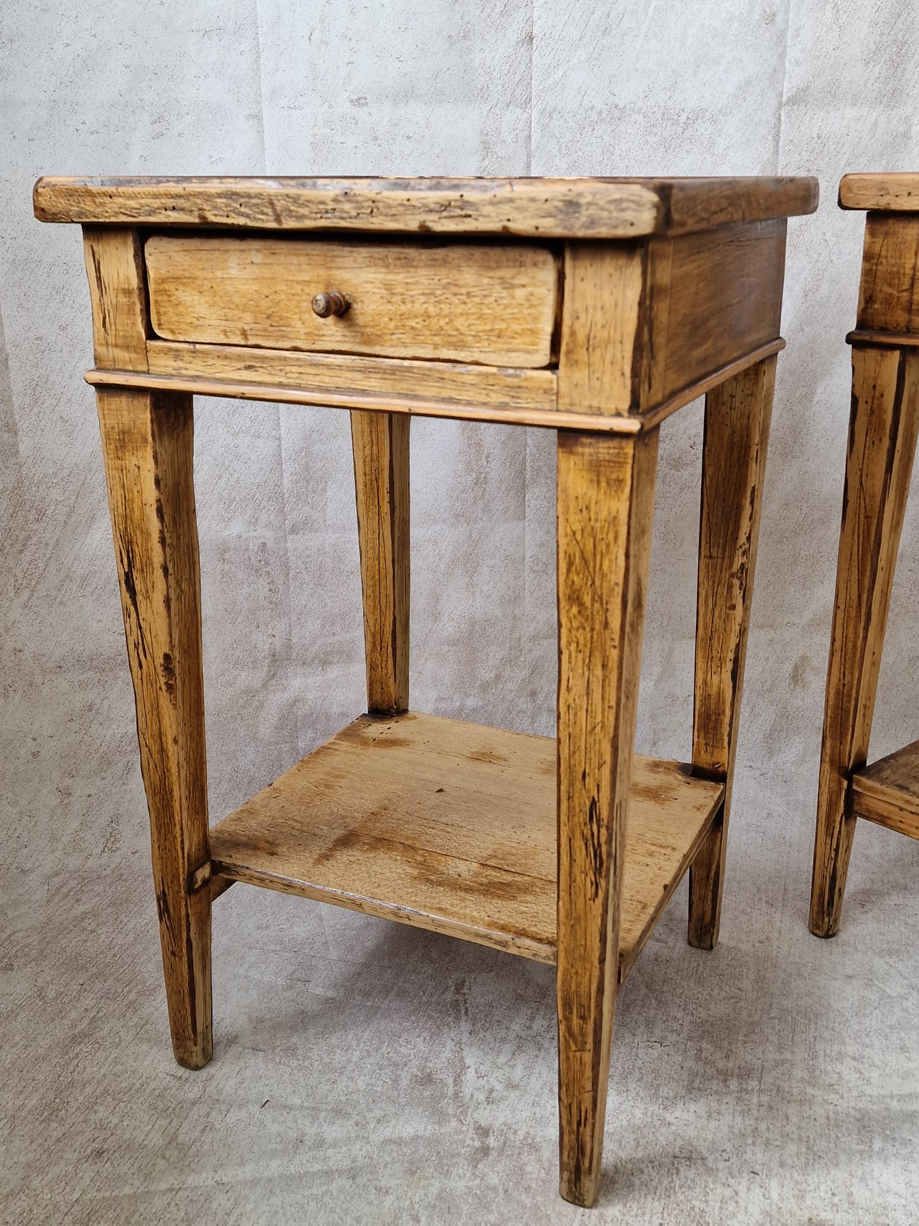 Pair of light wood bedside tables