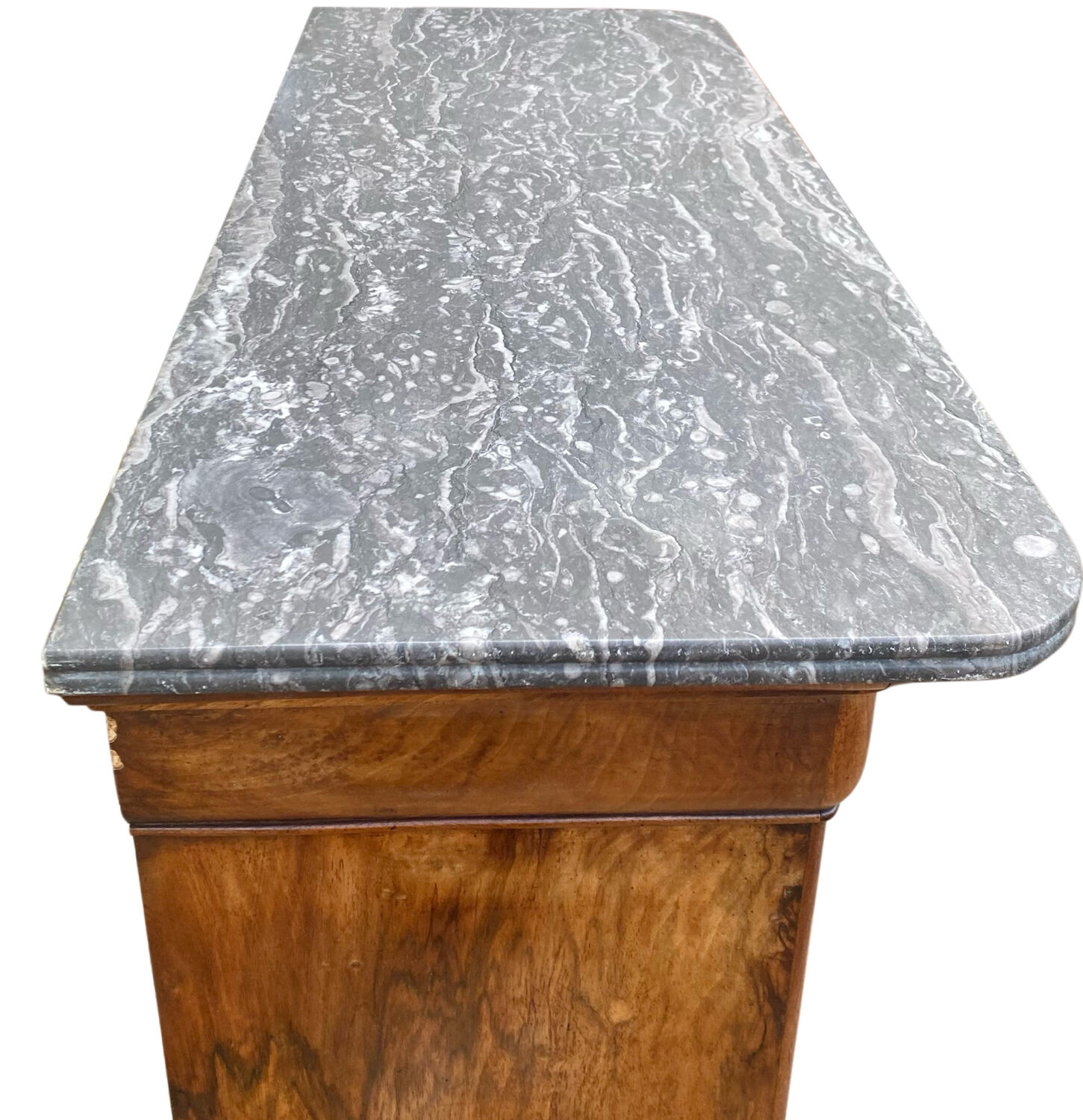 Louis Philippe secretary in walnut briar with marble top.