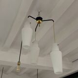 Pendant lamp 3 globes in opaline glass