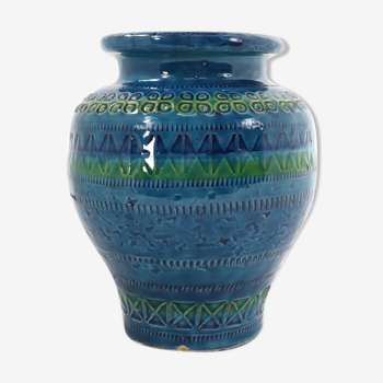 Vase blue Bitossi design Aldo Londi