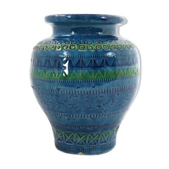 Vase blue Bitossi design Aldo Londi