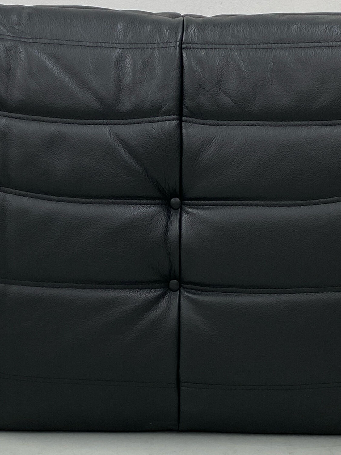 Togo 3-seater in Black Leather designed by M. Ducaroy for Ligne Roset