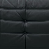 Togo 3-seater in Black Leather designed by M. Ducaroy for Ligne Roset