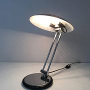 Swivel designer desk lamp in chrome and black lacquered metal
