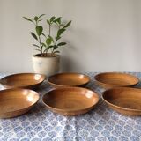 Lot de 6 assiettes creuses en grès, faïencerie longchamp