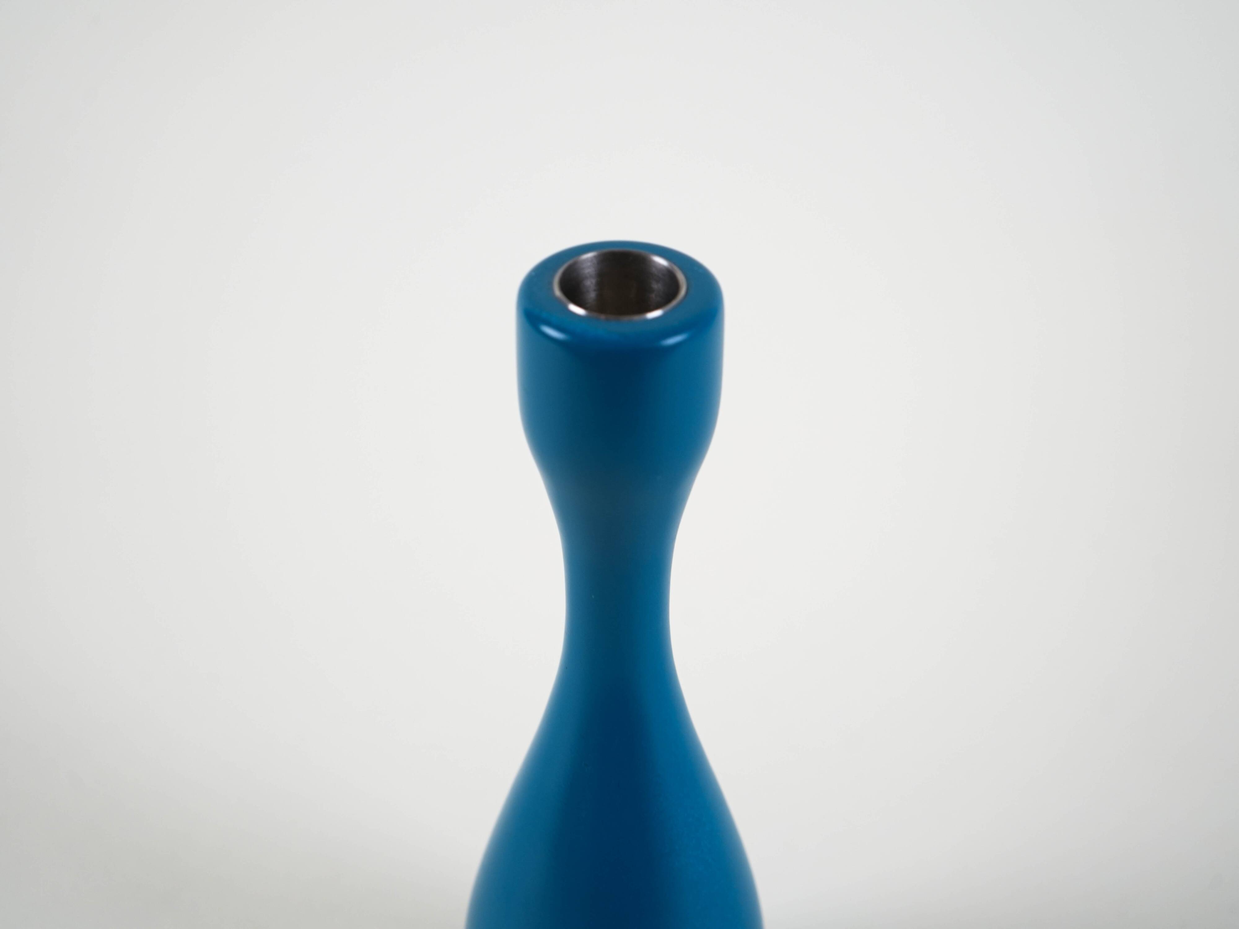 Blue candlestick, Danish design, 1970s, made in Denmark