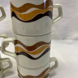 Set of 6 cups of vintage porcelain