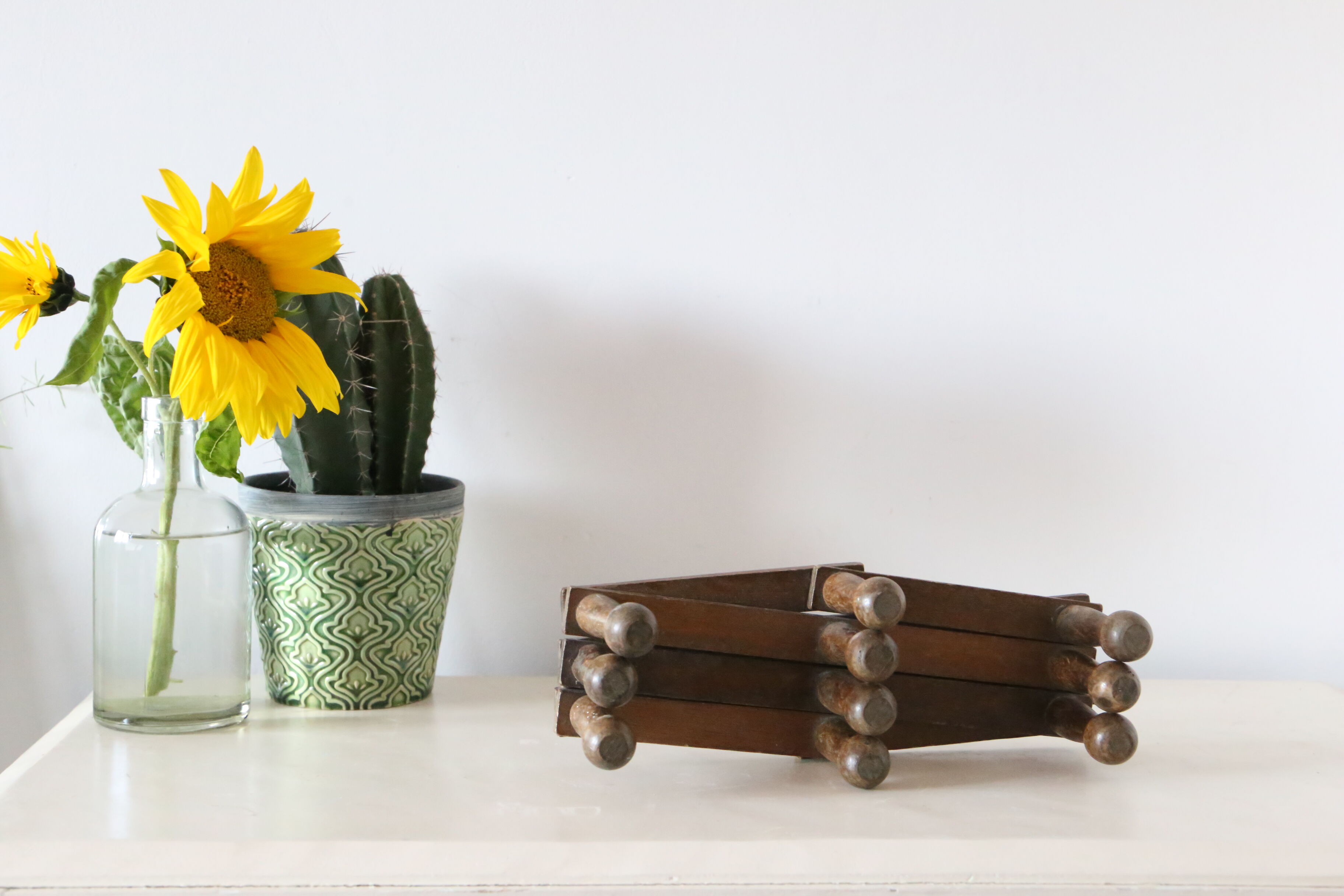 Vintage coat rack, wood, accordion