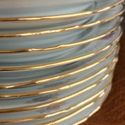 12 semi-hollow plates in Vierzon porcelain decorated with flowers and gilding
