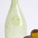 Biot bubble glass ensemble, bottle, jar, bowl and glass.