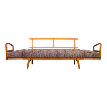 Vintage cherrywood and wool daybed from Knoll Antimott, 1950s-1960s