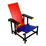 Vintage reproduction of Gerrit Rietveld's Red and Blue Chair. Circa 1960s