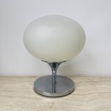 Lampe Space Age en verre opalin, acier chromé et fonte par Kaiser Leuchten,