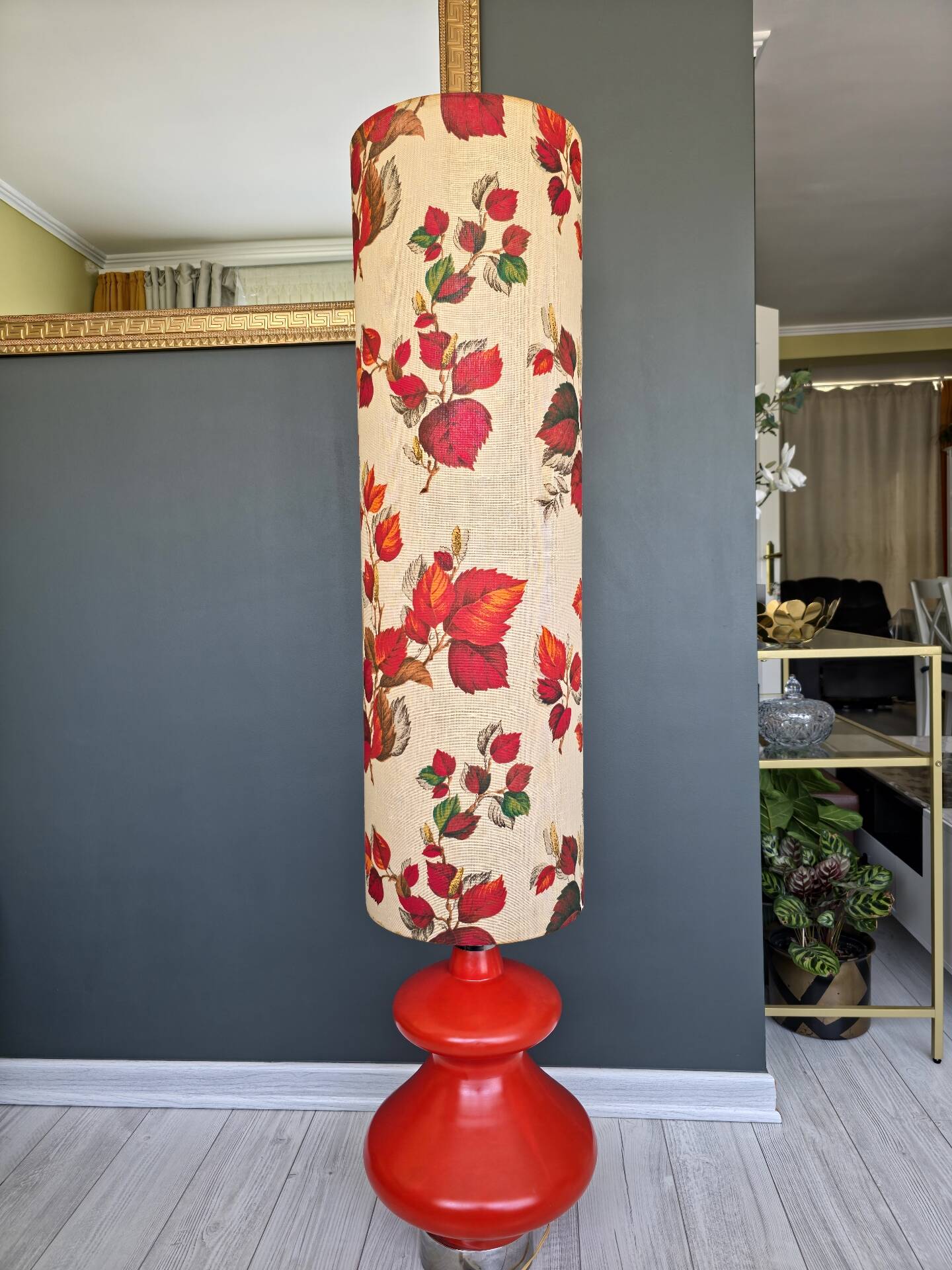 Vintage Space Age lamp 1970 - Red ceramic - Double lighting