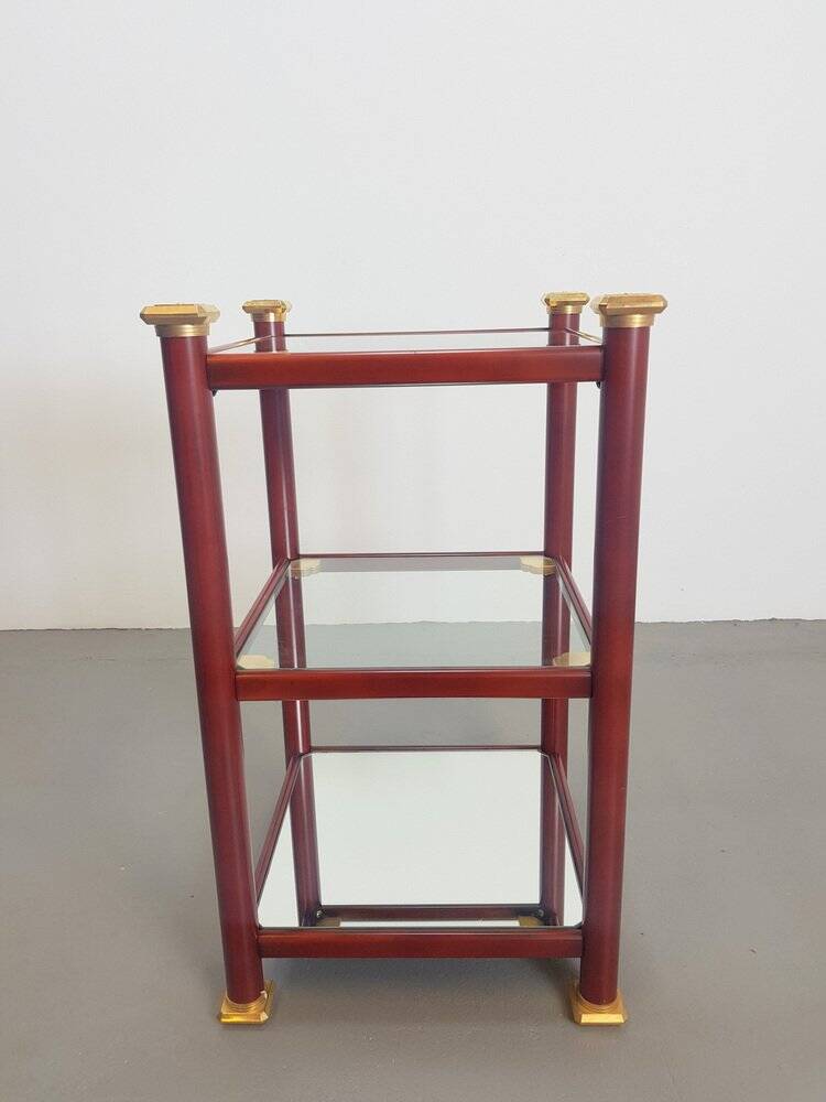 Table d'appoint Régence en laiton et verre miroir, années 1970