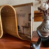 Wall-mounted rattan magazine rack
