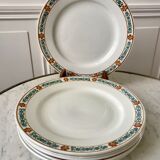 set of 6 flat plates Terre de Fer St Amand model "Molière" XXth
