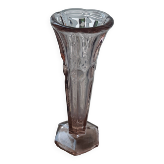 Vase cornet en verre teinte rose d'époque Arts Déco, vers 1935