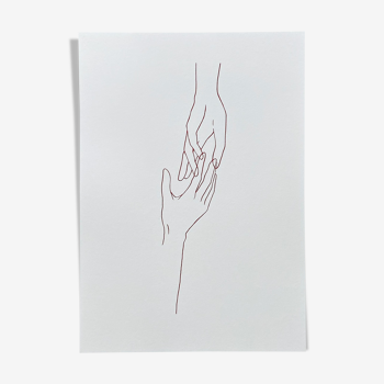 Art print "Hands" by Iosephine Prints - red